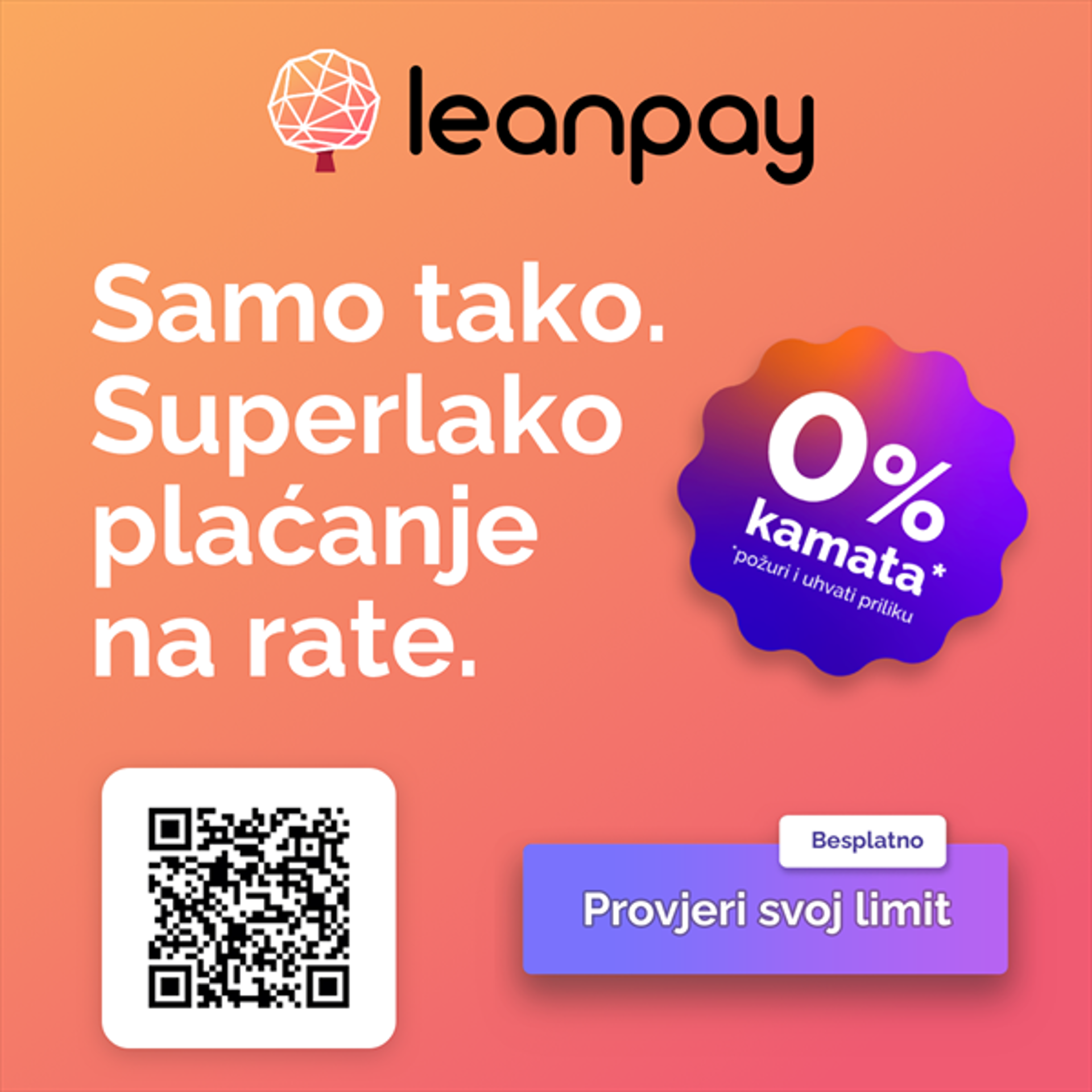 Stigao je leanpay! Samo tako. Superlako plaćanje na rate.