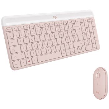 Tipkovnica + miš LOGITECH MK470 Slim Wireless, bežična, roza