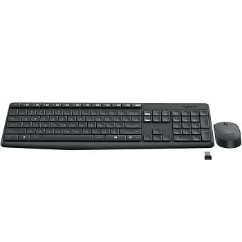 Tipkovnica + miš LOGITECH MK235 Wireless Desktop, bežična, siva, USB