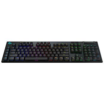 Tipkovnica LOGITECH Gaming G915 Lightspeed Clicky, RGB, mehanička, bežična, UK Layout, USB, crna