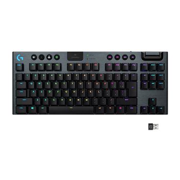 Tipkovnica LOGITECH Gaming G915 TKL Tenkeyless Lightspeed Linear, RGB, mehanička, bežična, UK Layout, USB, crna