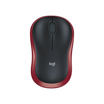 Miš LOGITECH M185, optički, bežični, 1000dpi, crno-crveni