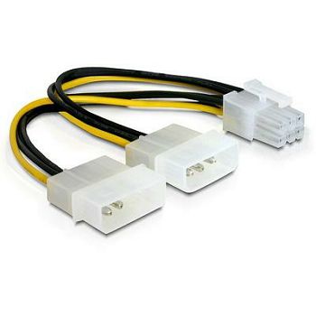 Adapter DELOCK, 2x 4-pin Molex (Ž) na 6-pin (M) za grafičku karticu, naponski, interni