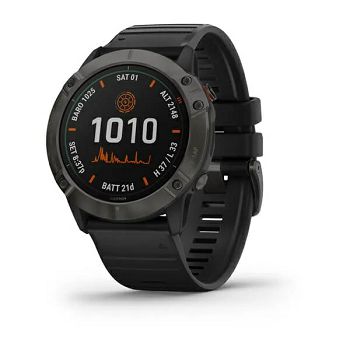 Pametni sat GARMIN Fenix 6X PRO Solar Titanium, HR, GPS, multisport, crni/crni remen