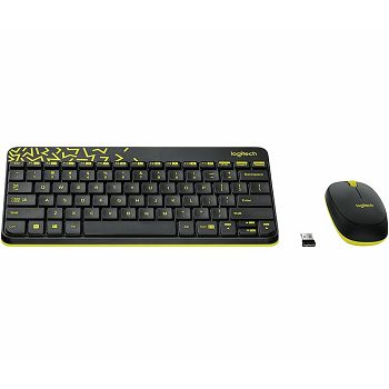 Tipkovnica + miš LOGITECH MK240 Nano Desktop Cordless, bežična, crna, USB