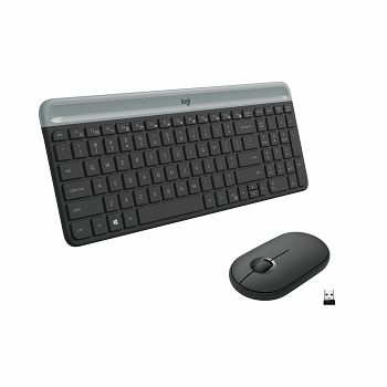 Tipkovnica + miš LOGITECH MK470 Slim Wireless, bežična, crna