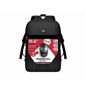 Ruksak za prijenosno računalo PORT Premium pack, 15.6", crna + bežični miš