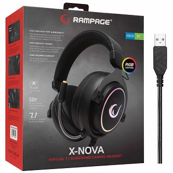 Slušalice RAMPAGE RM-K11 X-Nova, mikrofon, RGB, 7.1 Surround Sound, PC/PS4/PS5/Xbox One, crne