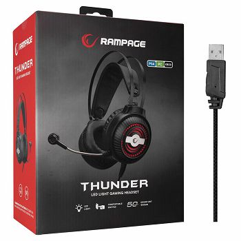 Slušalice RAMPAGE RM-K29 Thunder, mikrofon, LED, stereo, PC/PS4/PS5, crne