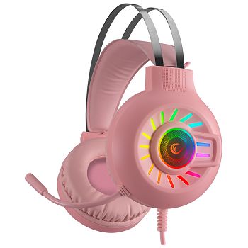 Slušalice RAMPAGE RM-K44 Zengibar, mikrofon, 7.1, RGB, PC/PS4/PS5, USB, roze