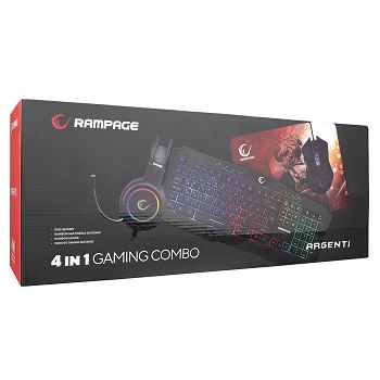 Set RAMPAGE KM-404 Argenti tipkovnica + slušalice + miš + podloga