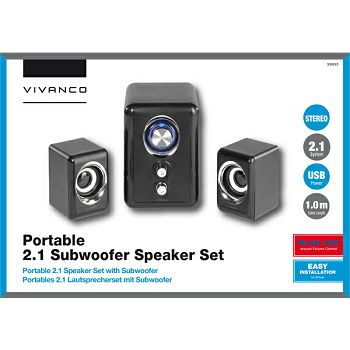Zvučnici VIVANCO 39635 Portable, 2.1, 10W, crni