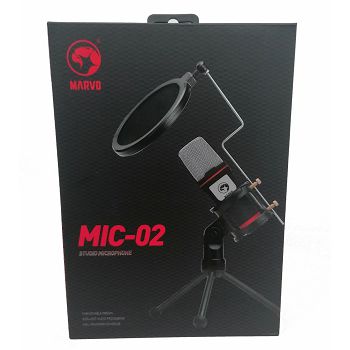 Mikrofon MARVO SCORPION MIC-02, s pop filterom, desktop, crno-crveni