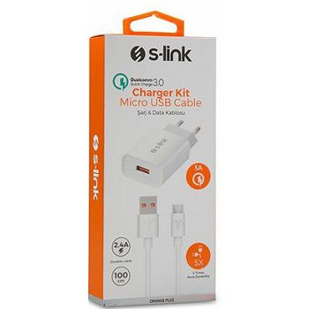Strujni punjač S-LINK SL-EC13M, 2.4A USB + Micro-USB kabel bijeli 