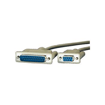 Roline serijski printer kabel DB9 - DB25, F/M, 1.8m, sivi