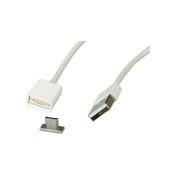 Roline USB2.0 magnetski kabel TIP A(M) na Micro B(M), 1.0m, bijeli