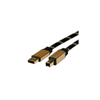 Roline GOLD USB2.0 kabel TIP A/B M/M, 1.8m, crno/zlatni