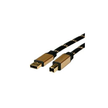 Roline GOLD USB2.0 kabel TIP A/B M/M, 1.8m, crno/zlatni