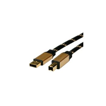 Roline GOLD USB2.0 kabel TIP A/B M/M, 3.0m, crno/zlatni