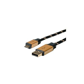 Roline GOLD USB2.0 kabel TIP A(M) - Micro B(M), 0.8m, crno/zlatni