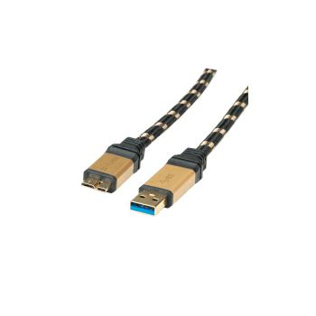 Roline GOLD USB3.0 kabel TIP A(M) - Micro B(M), 2.0m, crno/zlatni