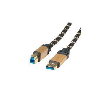 Roline GOLD USB3.0 kabel TIP A/B M/M, 1.8m, crno/zlatni