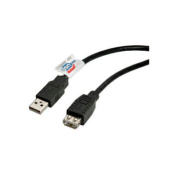 Roline USB2.0 kabel TIP A-A M/F 1.8m, crni (produžni)