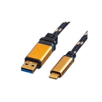 Roline GOLD USB3.1 Gen2 kabel TIP A-C M/M, 1.0m, crno/zlatni