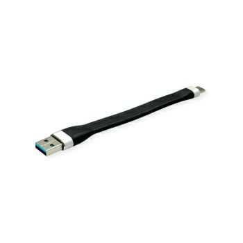 Roline USB3.2 Gen 1 silikonski kabel TIP A-C M/M, 0.11m, crni