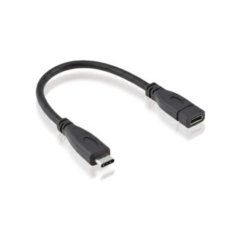 Roline USB-C kabel (M/F), 20V/5A, 0.15m, crni