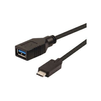 Roline USB3.2 Gen 1 kabel TIP A-C F/M, 0.15m, crni