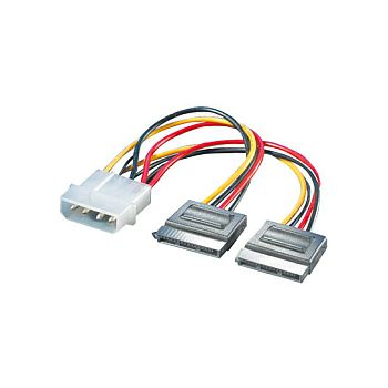 Roline interni Y-naponski kabel, 4-pin HDD - 2×SATA, 0.12m