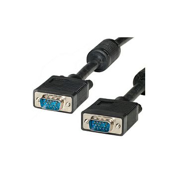 Roline VGA HQ kabel (feritna jezgra), HD15 M/M, 2.0m, crni