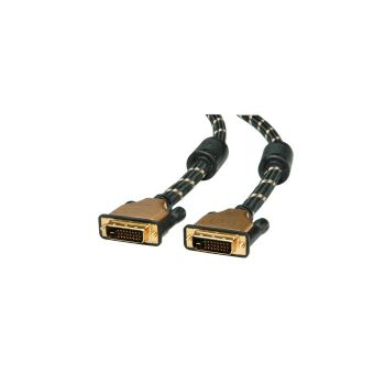 Roline GOLD DVI kabel, DVI-D (24+1) Dual Link, M/M, 1.0m, crno/zlatni