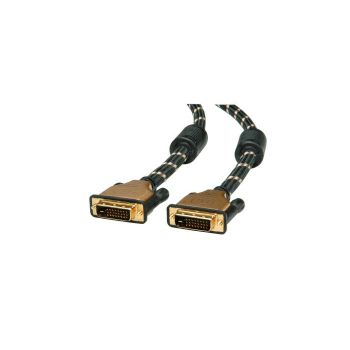 Roline GOLD DVI kabel, DVI-D (24+1) Dual Link, M/M, 2.0m, crno/zlatni