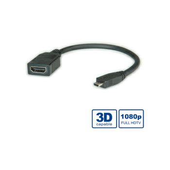 Roline HDMI kabel sa mrežom, TIP A (F) - TIP D (M) (micro), 0.15m