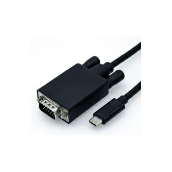 Roline USB-C - VGA kabel, M/M, 1.0m, crni