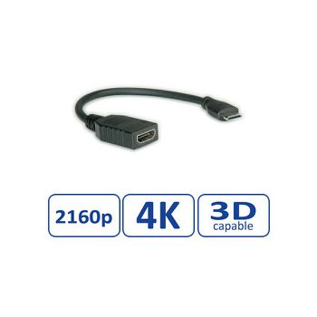 Roline VALUE HDMI High Speed kabel sa mrežom, TIP A (F) - TIP C (M) (mini), 0.15m