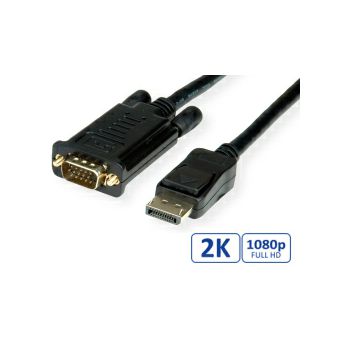 Roline VALUE DisplayPort kabel, DP-VGA M/M, 2.0m, crni