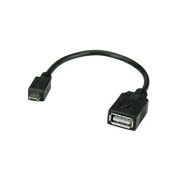 Roline VALUE USB2.0 kabel TIP A(F) na Micro B(M), 0.15m, crni