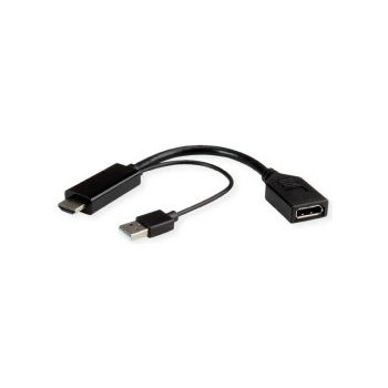 Roline adapter/kabel HDMI - DisplayPort, M/F, v1.2, aktivni, 4K60, 0.15m