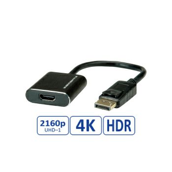 Roline adapter/kabel DisplayPort - HDMI, M/F, v1.4, aktivni, 4K60, 0.15m