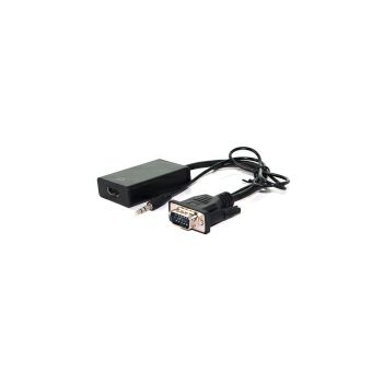 Roline VALUE adapter/kabel VGA+Audio - HDMI, M/F, 0.15m, crni