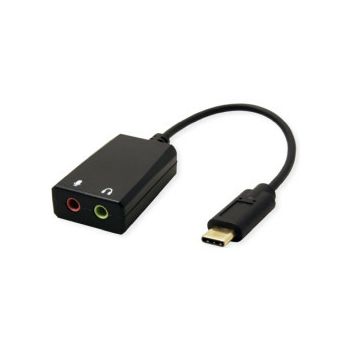 Roline VALUE adapter USB-C - 2×3.5mm audio, M/F, 0.13 m