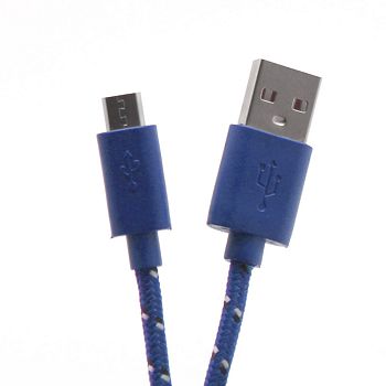BIT FORCE presvučeni kabel USB A-MICRO USB M/M 1m plavi