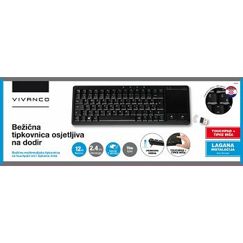 Tipkovnica VIVANCO Touch Keyboard, bežična, HR layout, 2.4GHz
