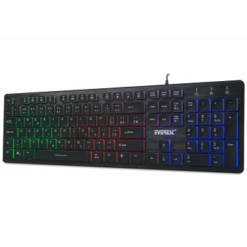 Tipkovnica EVEREST KB-840, LED, US/HR layout, crna