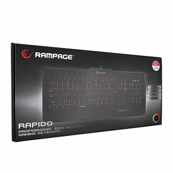 Tipkovnica RAMPAGE Rapido Plus, polu-mehanička, LED, UK/HR Layout, crna