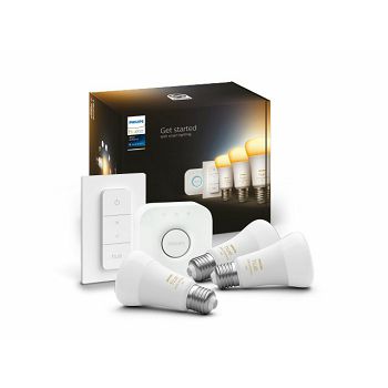 Pametna LED žarulja PHILIPS Hue Starter kit (3 žarulje E27, A60, 8W + dimmer + bridge)