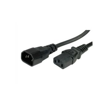 Roline naponski kabel PC-Monitor, IEC320 C14-C13 10A, M/F, 1m, crni